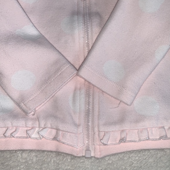 Mayoral Baby Pink Sweatshirt 6-9M White Polka Dot Zip EUC - Picture 4 of 13